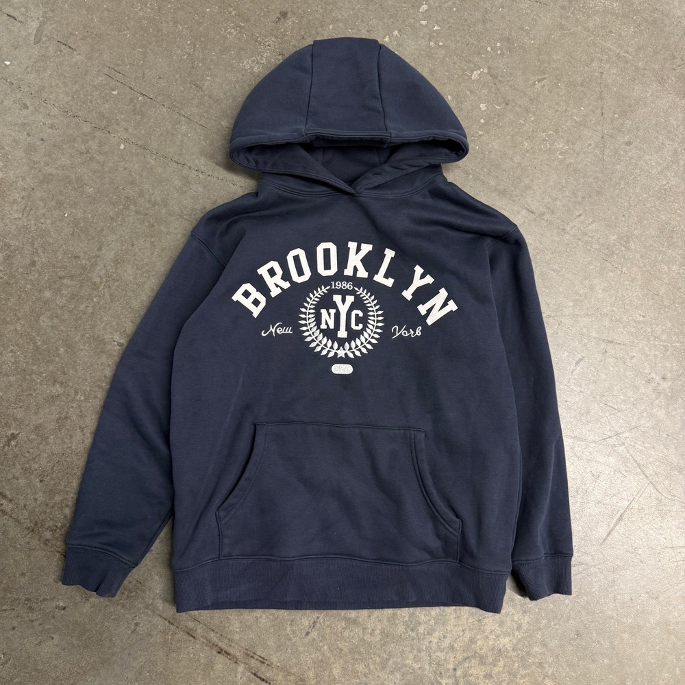 Böhme Brooklyn NYC Graphic Hoodie Navy Blue Sweatshirt XS